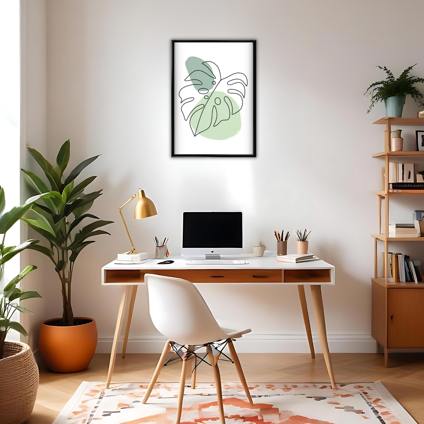 Botanic Bliss: Minimalist Green Leaf Wall Art