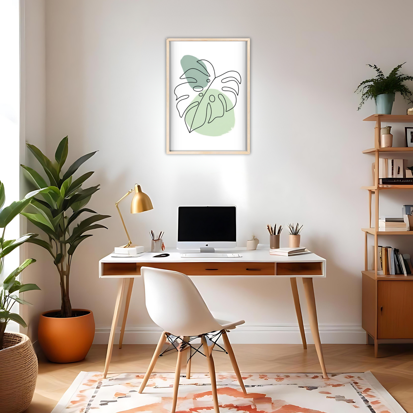 Botanic Bliss: Minimalist Green Leaf Wall Art