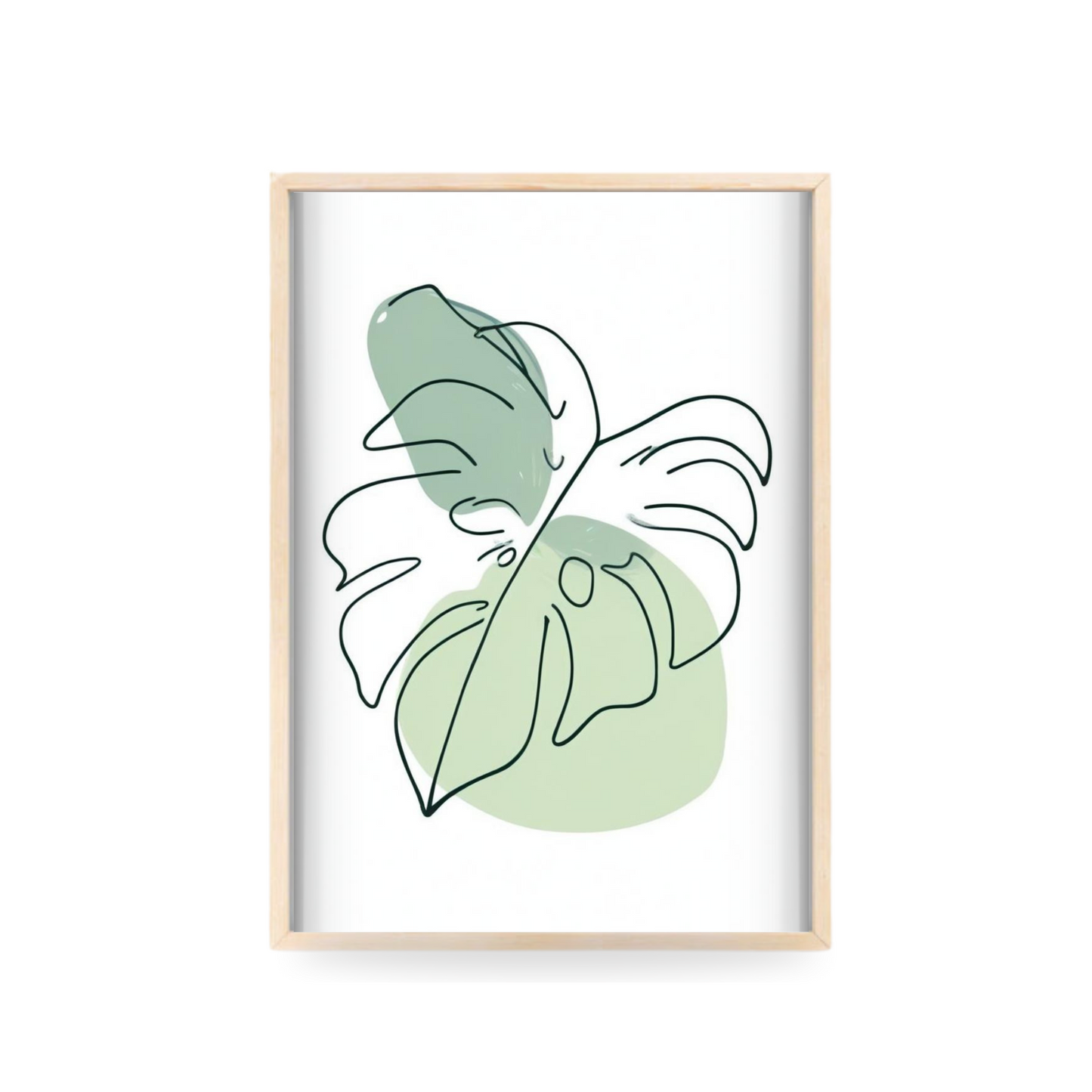 Botanic Bliss: Minimalist Green Leaf Wall Art