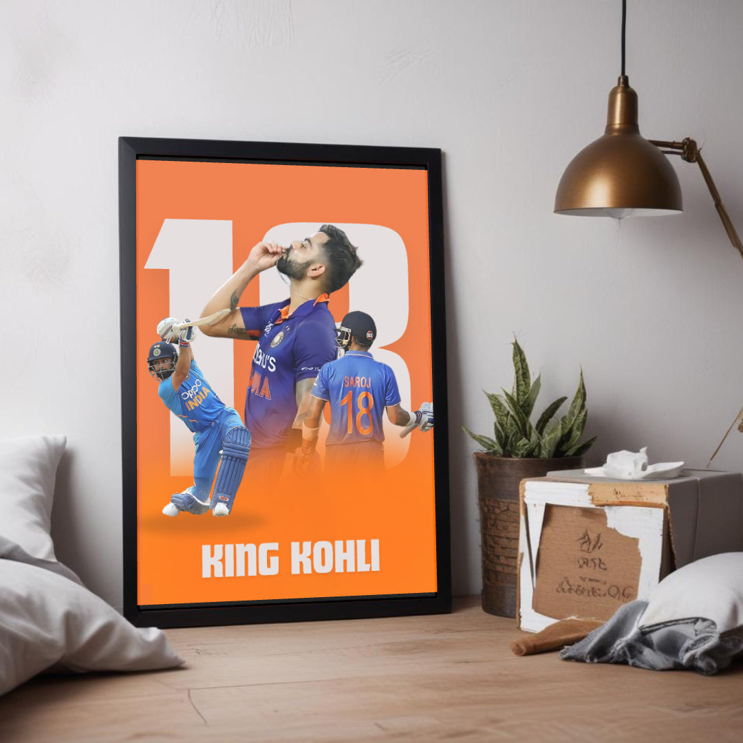 Virat Kohli framed cricket poster for wall decor