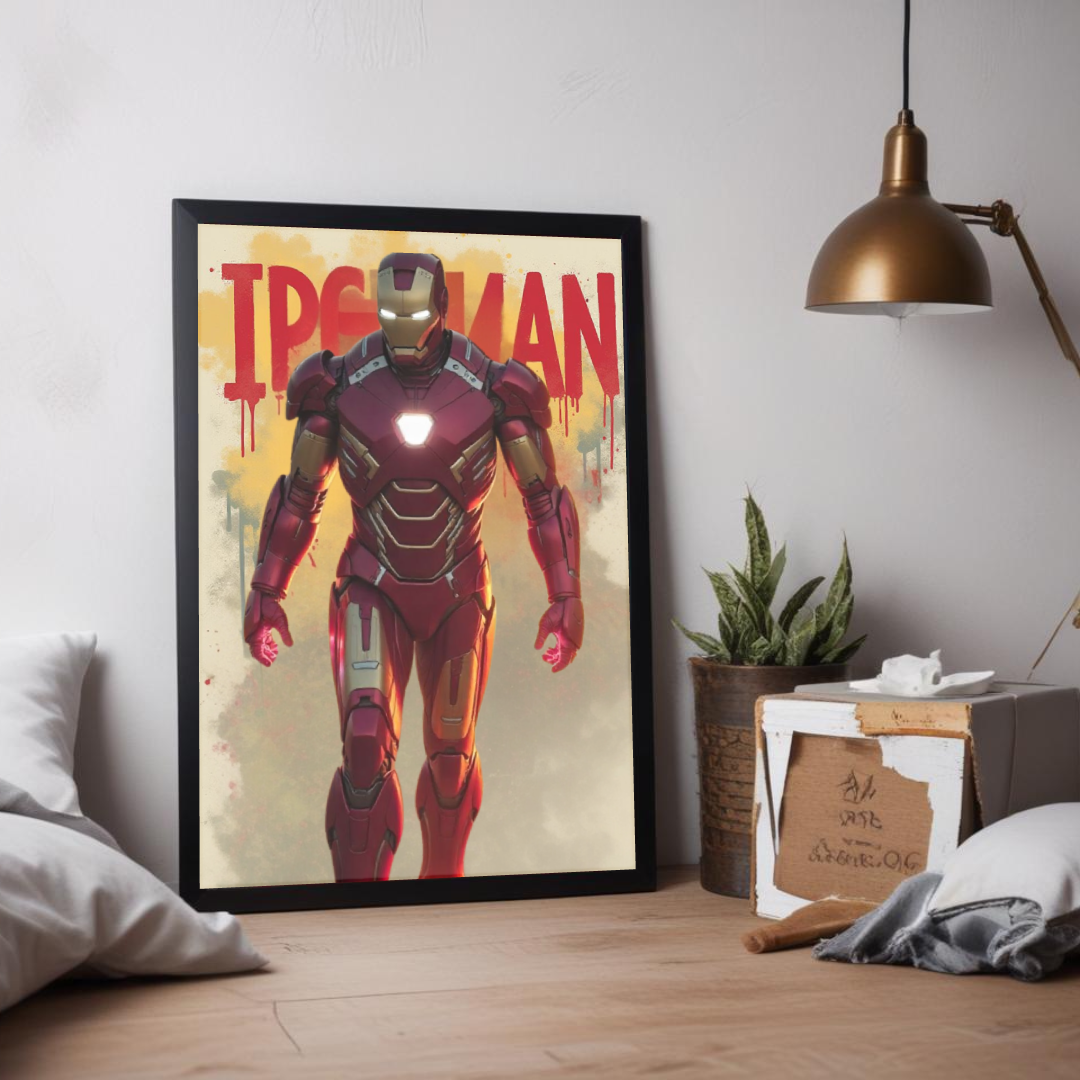 Marvel Iron Man comic-style wall print