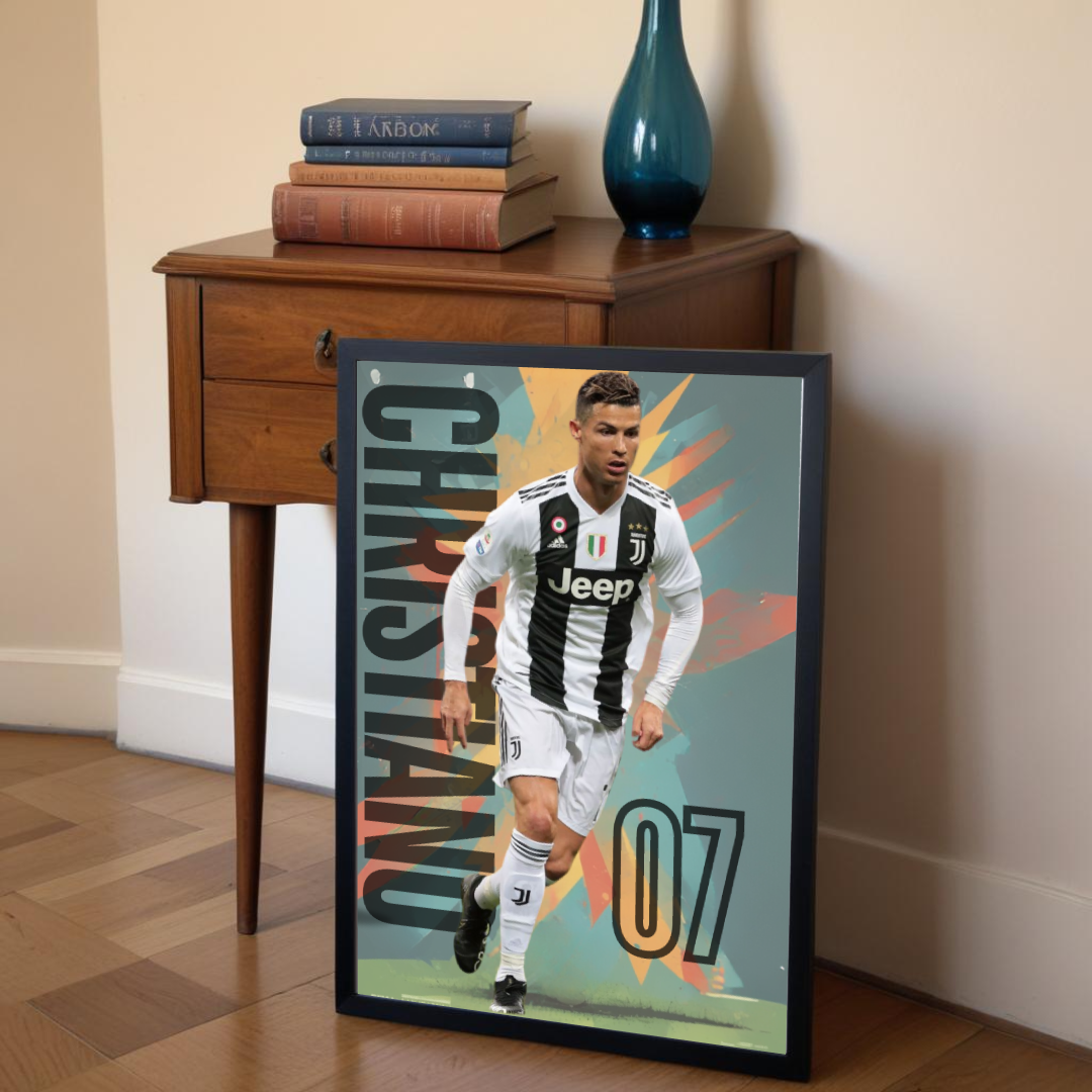 Buy Ronaldo Poster – CR7 Juventus Jersey Framed Wall Art