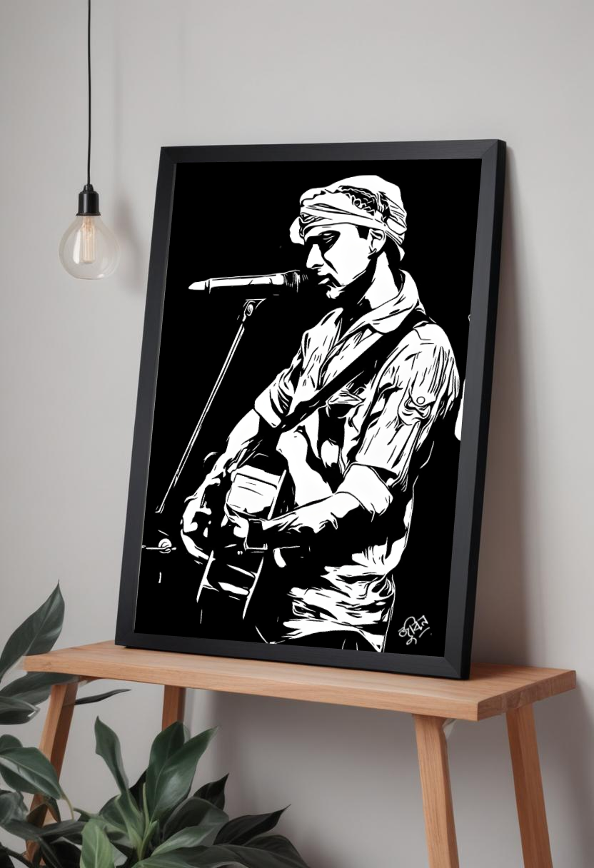 Zubeen Garg Minimalist Digital Sketch Poster