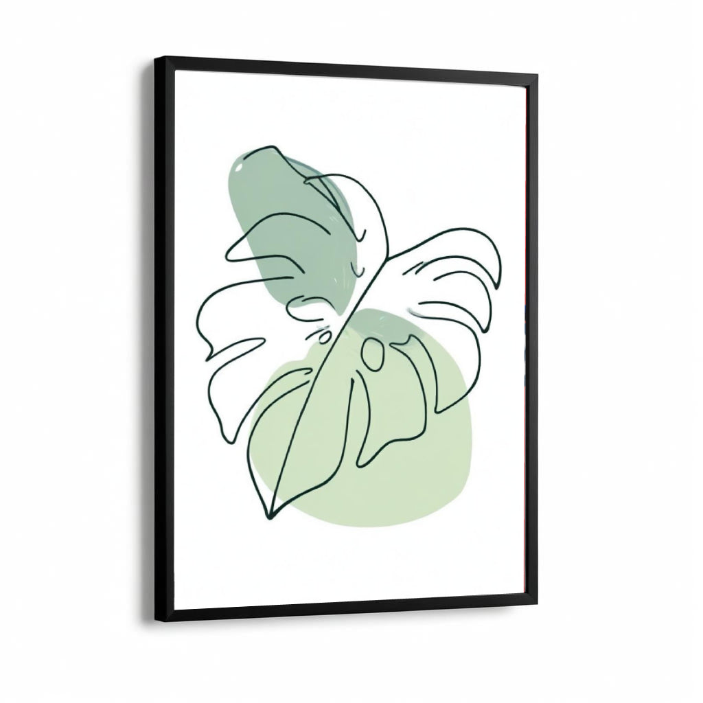 Botanic Bliss: Minimalist Green Leaf Wall Art