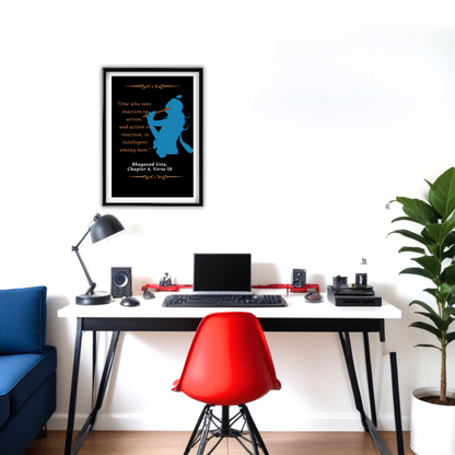 Krishan Bhagavad Gita Quote-Framed Poster