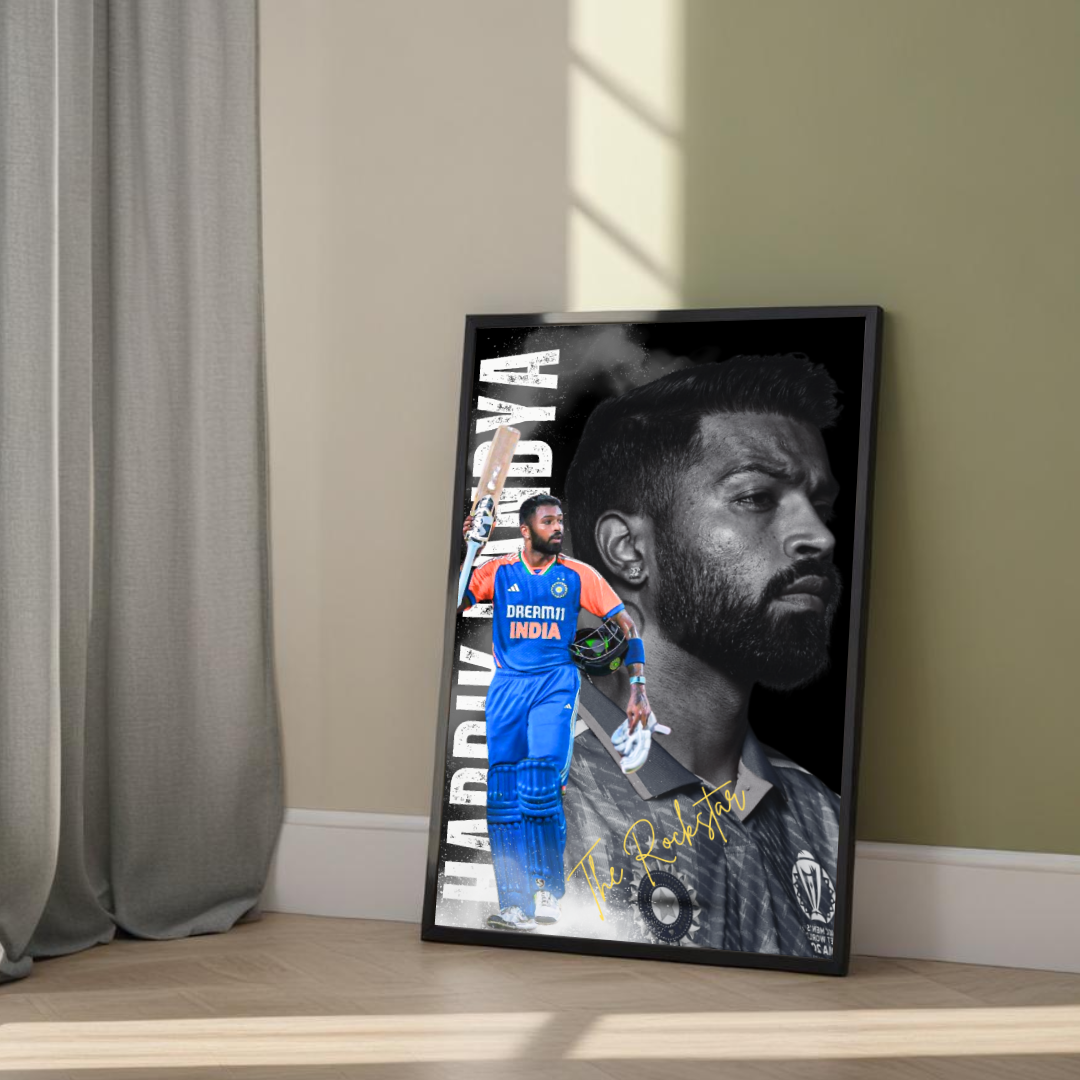 Hardik Pandya framed wall poster for cricket lovers